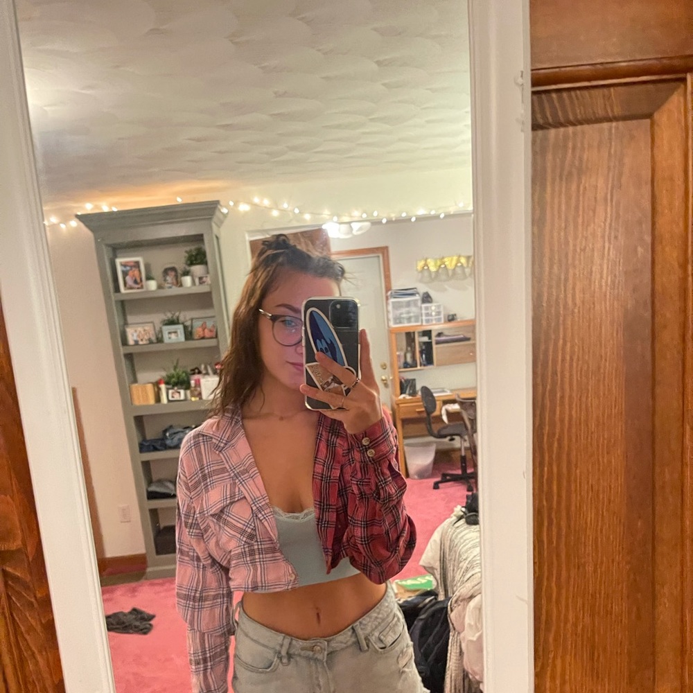 adika cropped split hem flannel